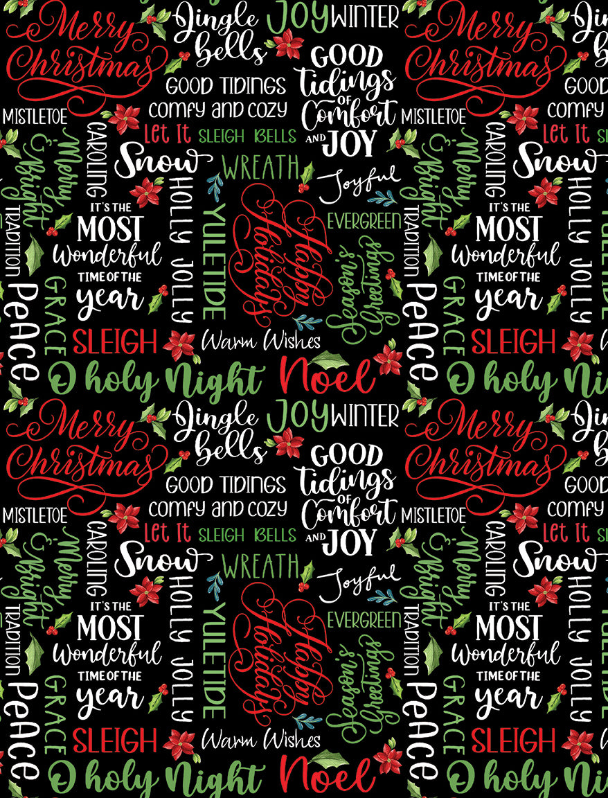 Heartland Holiday Holly Jolly Words Black