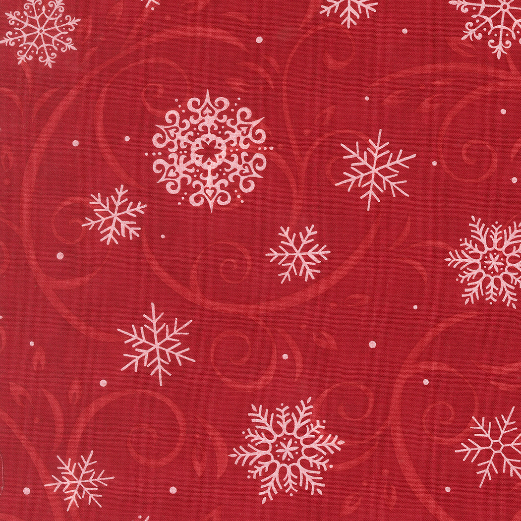 When Snow Falls Swirling Snowflakes Berry Red
