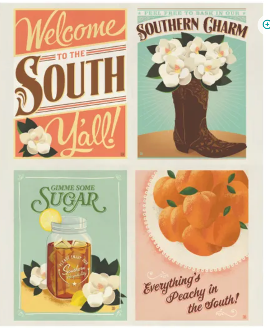 Southern Charm-Pillow Project Panel, approx 35x42