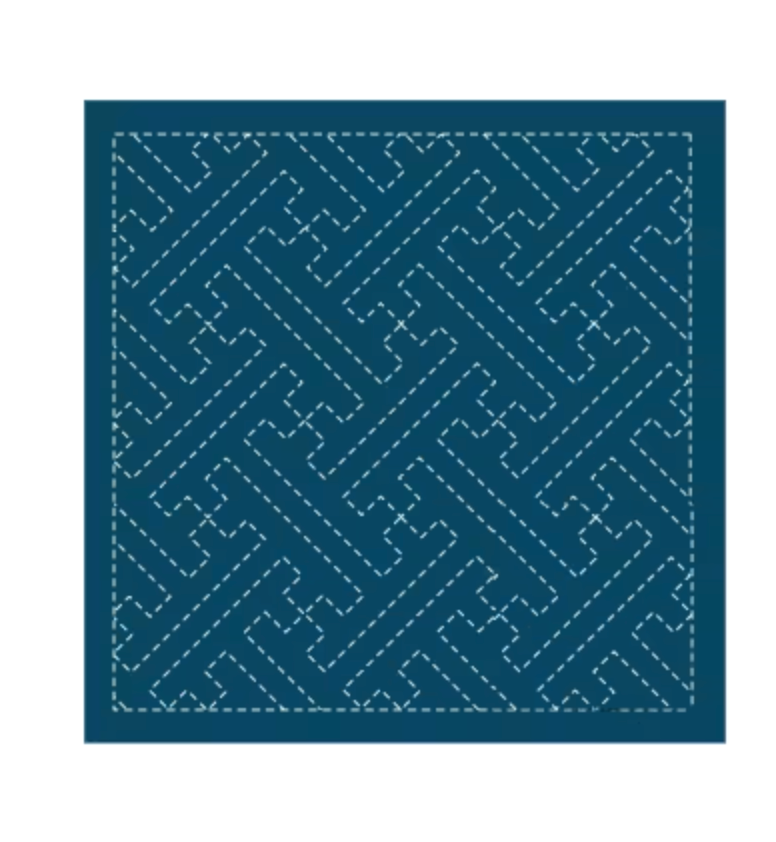 Sashiko sampler Traditional Design Saya-gata Navy