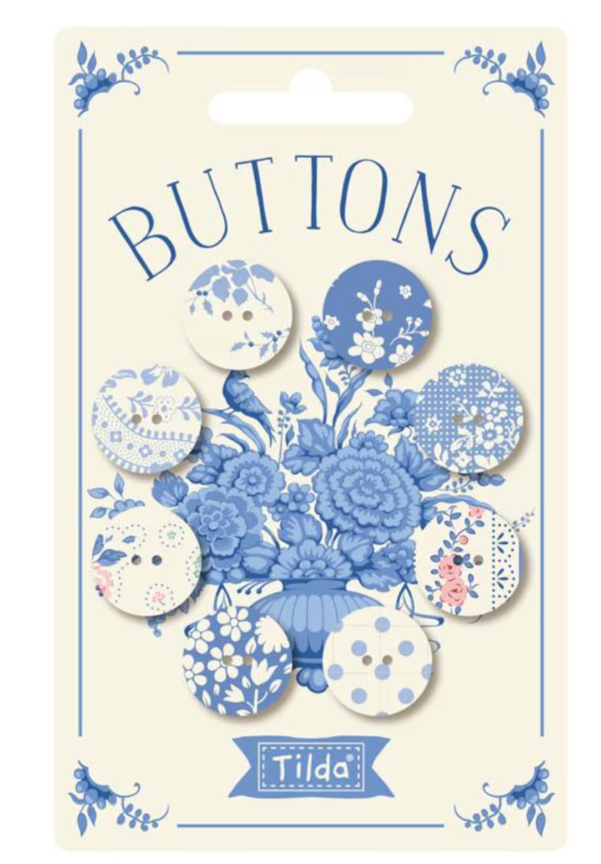 Tilda Something Blue-Light Buttons 8 pcs 20mm/16mm