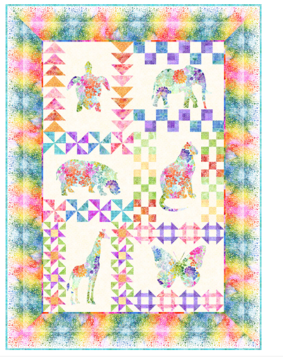 Felicity Menagerie Sampler Quilt Kit, top & binding 67.5x91.5
