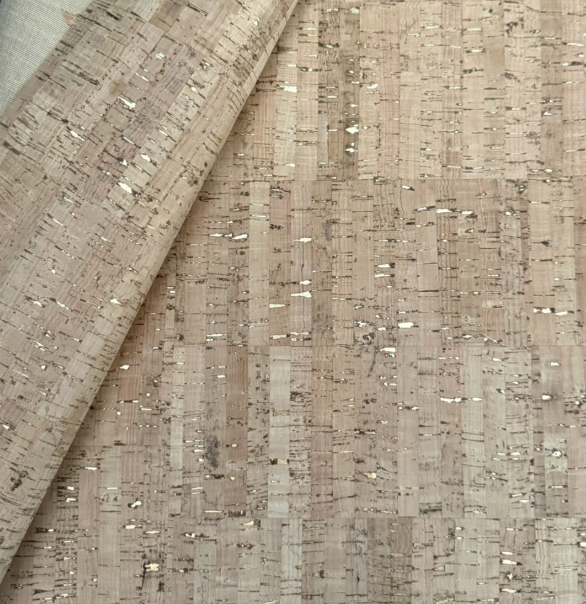 Cork Fabric in Natural with Gold-13x18