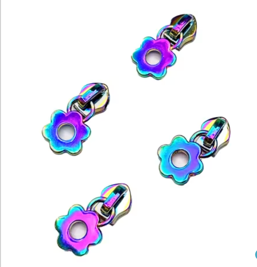 Iridescent Flower Zipper Pulls