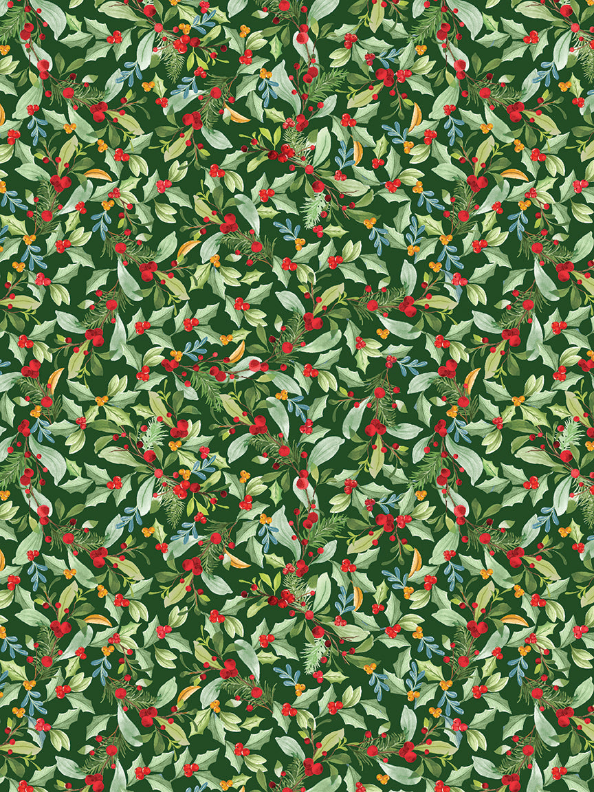 Heartland Holiday Leaves & Berries Green