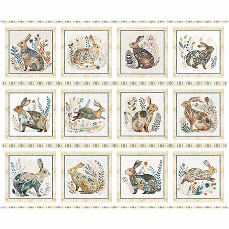 Cotton Tails-Rabbit Picture Patches-Cream Panel