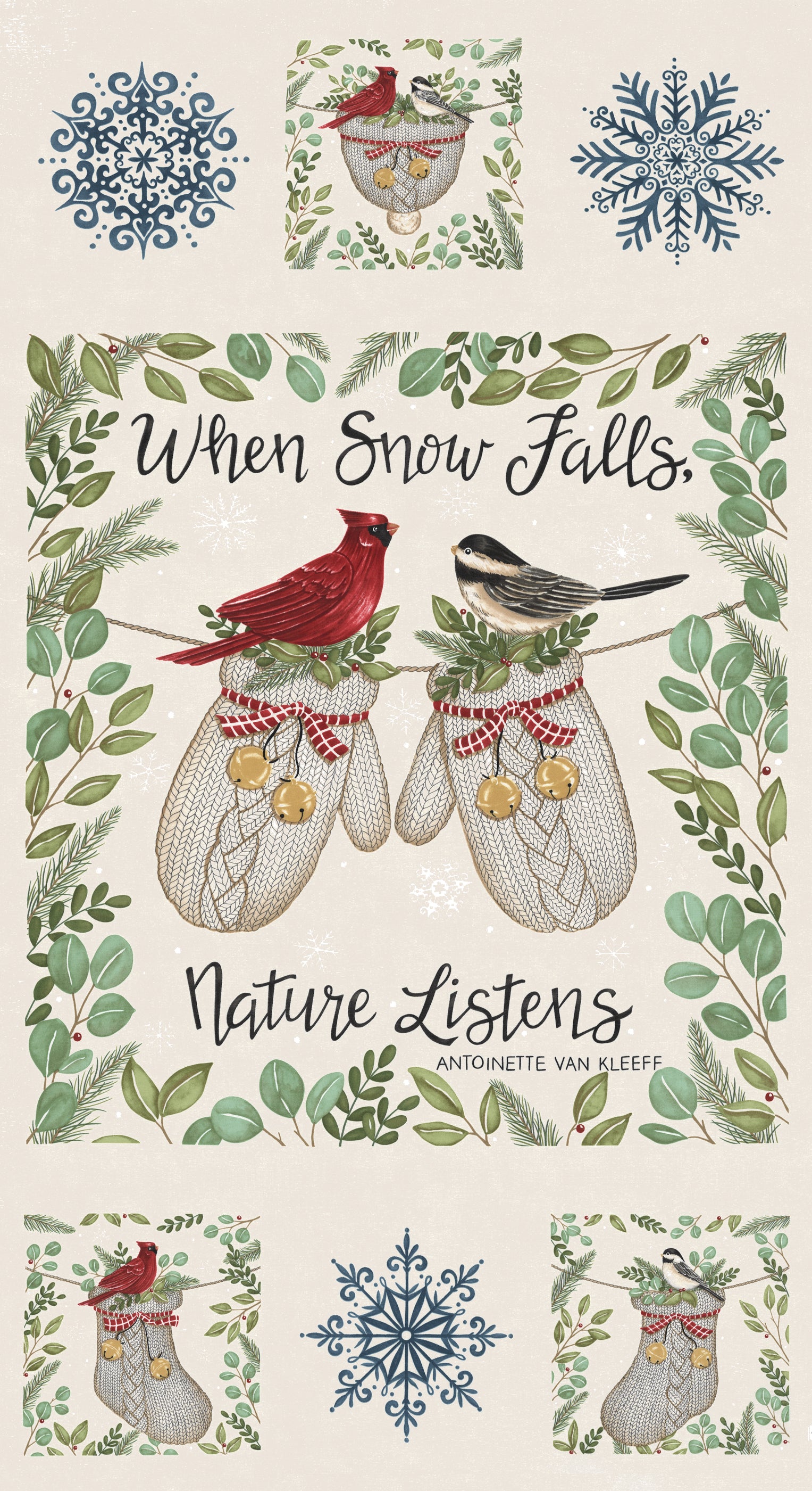 When Snow Falls 24" Panel Snowy White