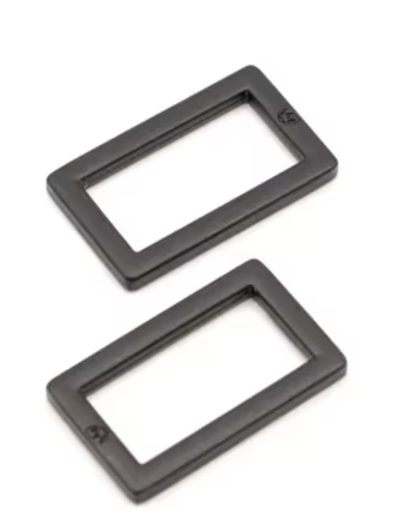 Rectangle Ring Flat 1in Black Metal Set of Two