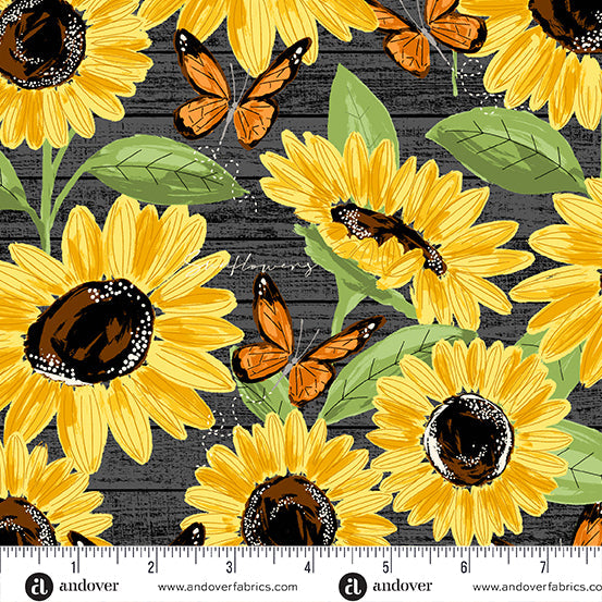 Sunflower Meadow-Black Large Sunflowers