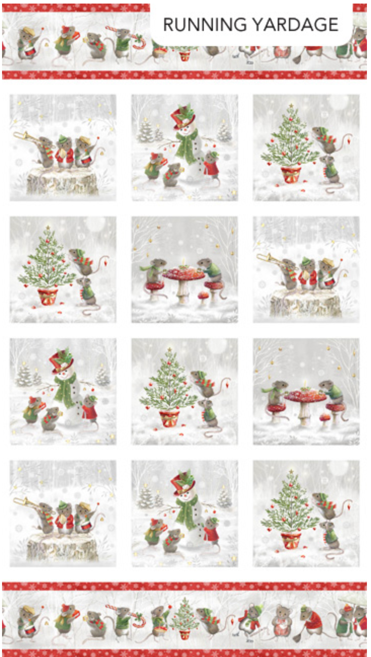 The Christmas Mouse-Flannel-Blocks-White Multi-approx 24x42
