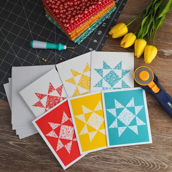 Quilt Star Floral Boxed Notecards-set of 6