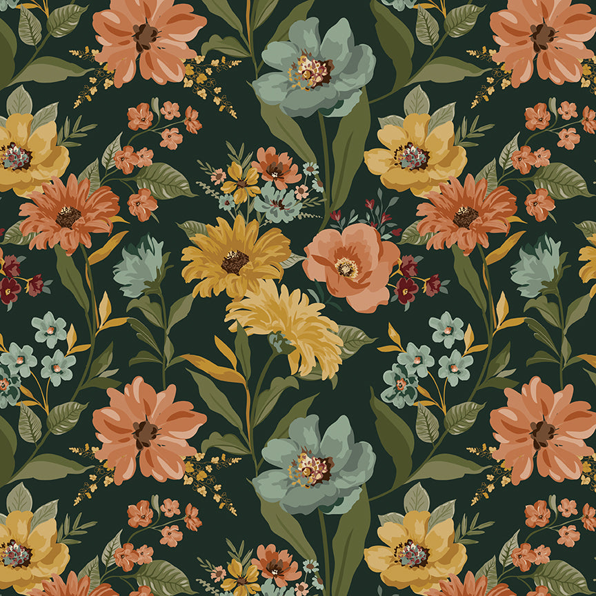 Worth Repeating Main Floral Dark Green