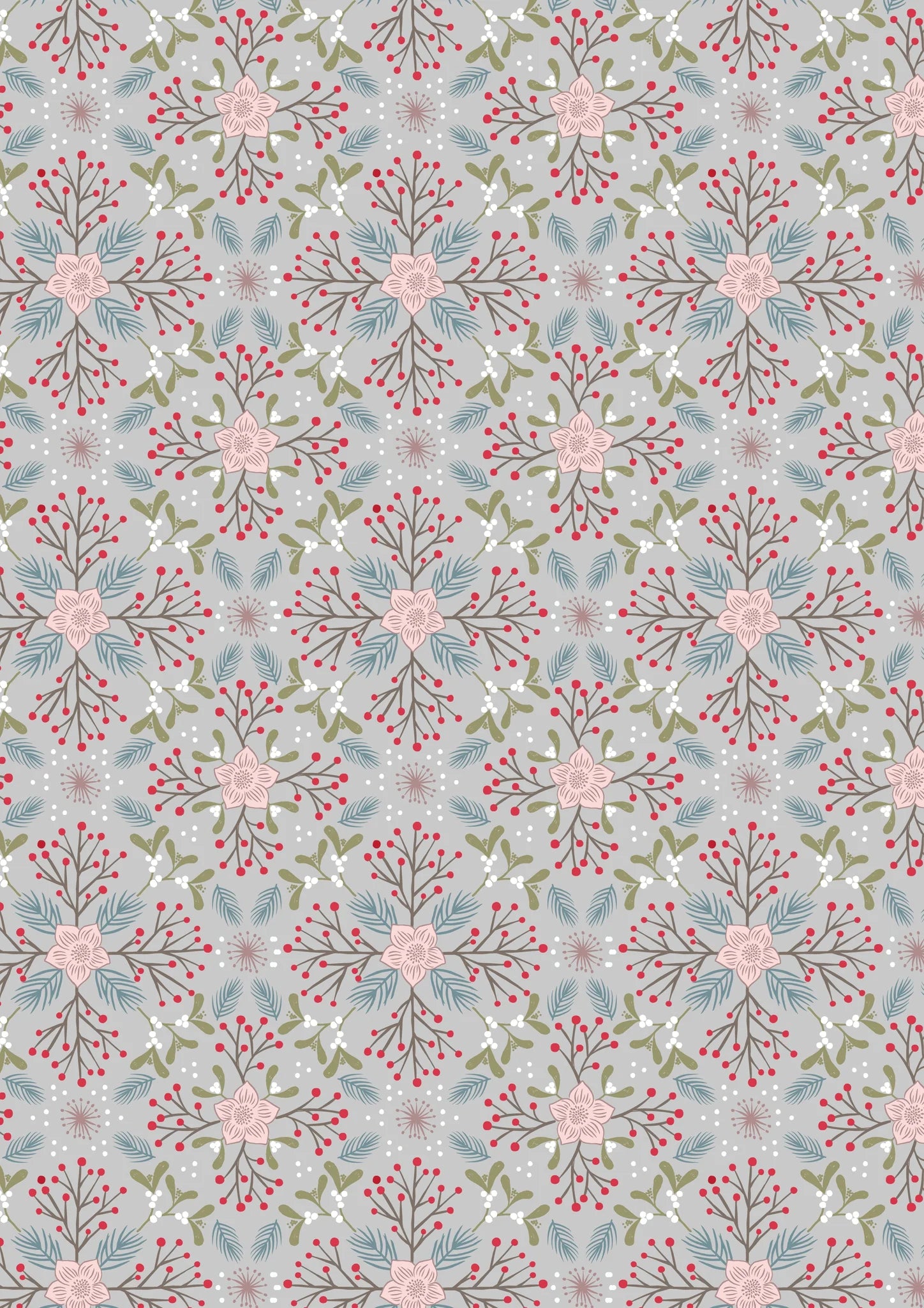 Winter in Bluebell Wood-Flannel Floral Grey