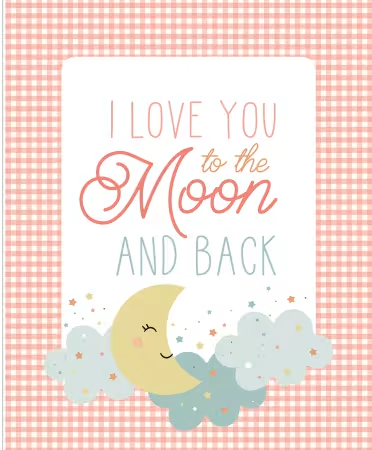 Love You to the Moon Flannel Pink 36" Panel
