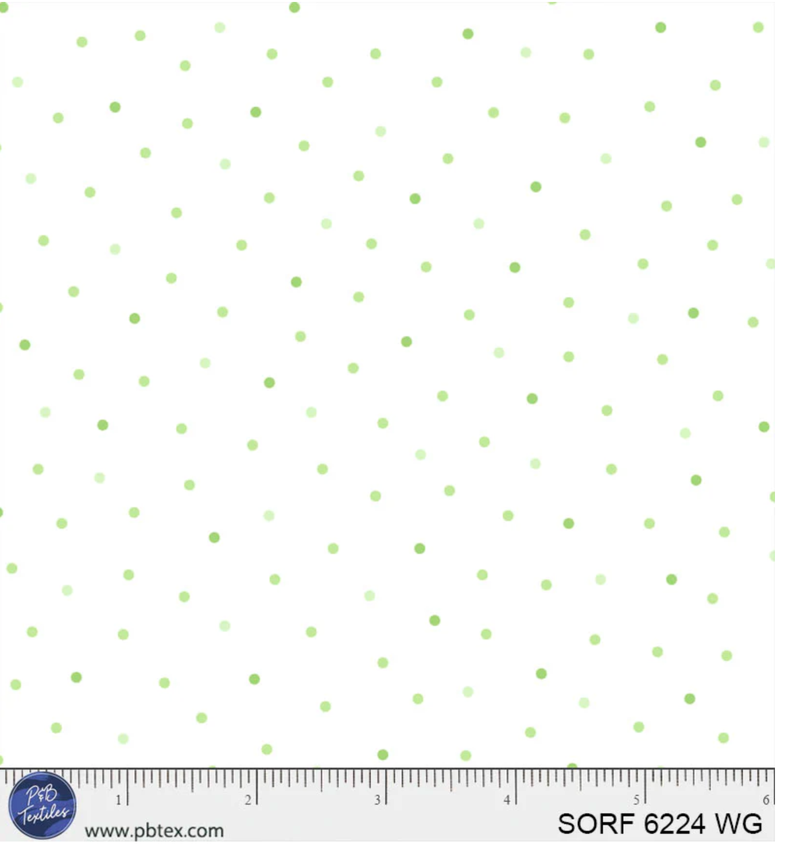Sorbet Flannel Tossed Tonal Dots White w/green
