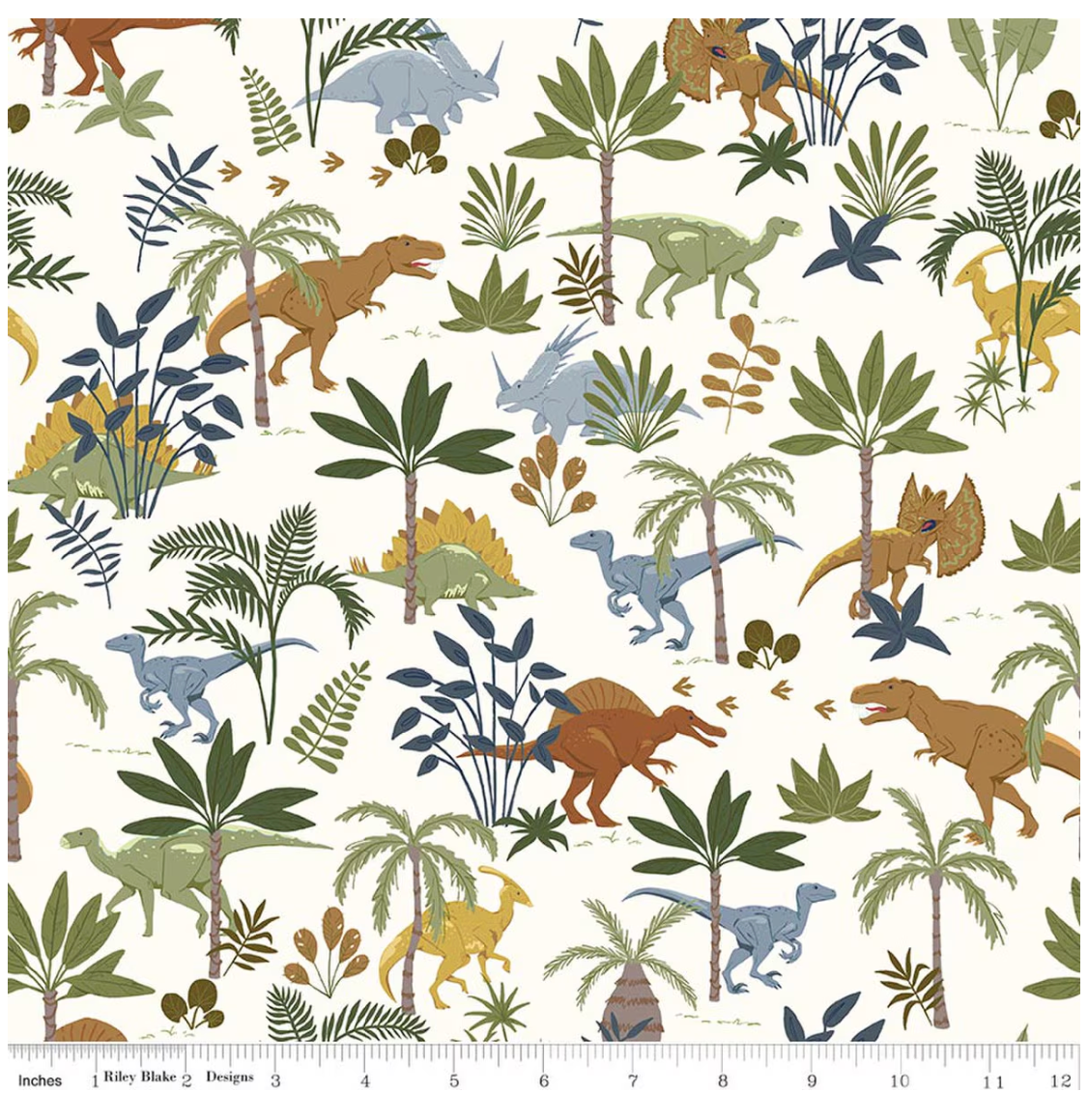 Flannel Creataceous Jungle Dinos Off White