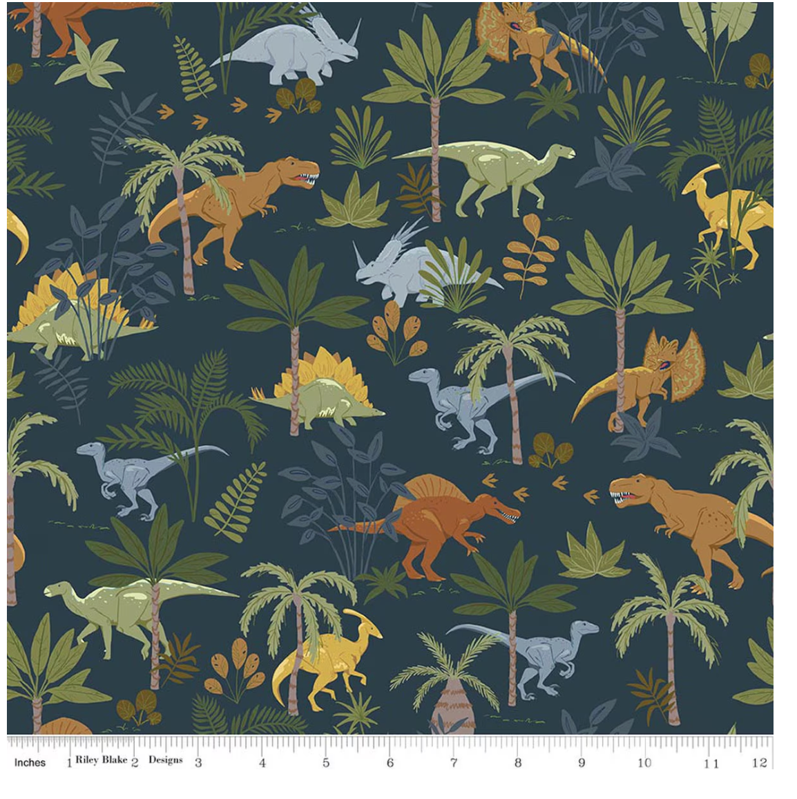 Flannel Creataceous Jungle Dinos Navy