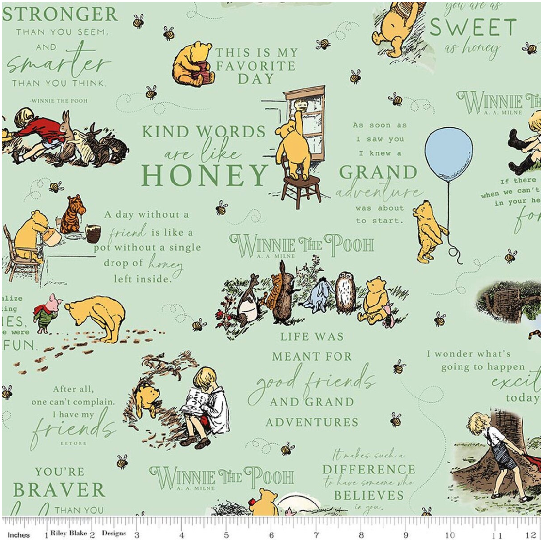 Flannel Winnie the Pooh Green Toss