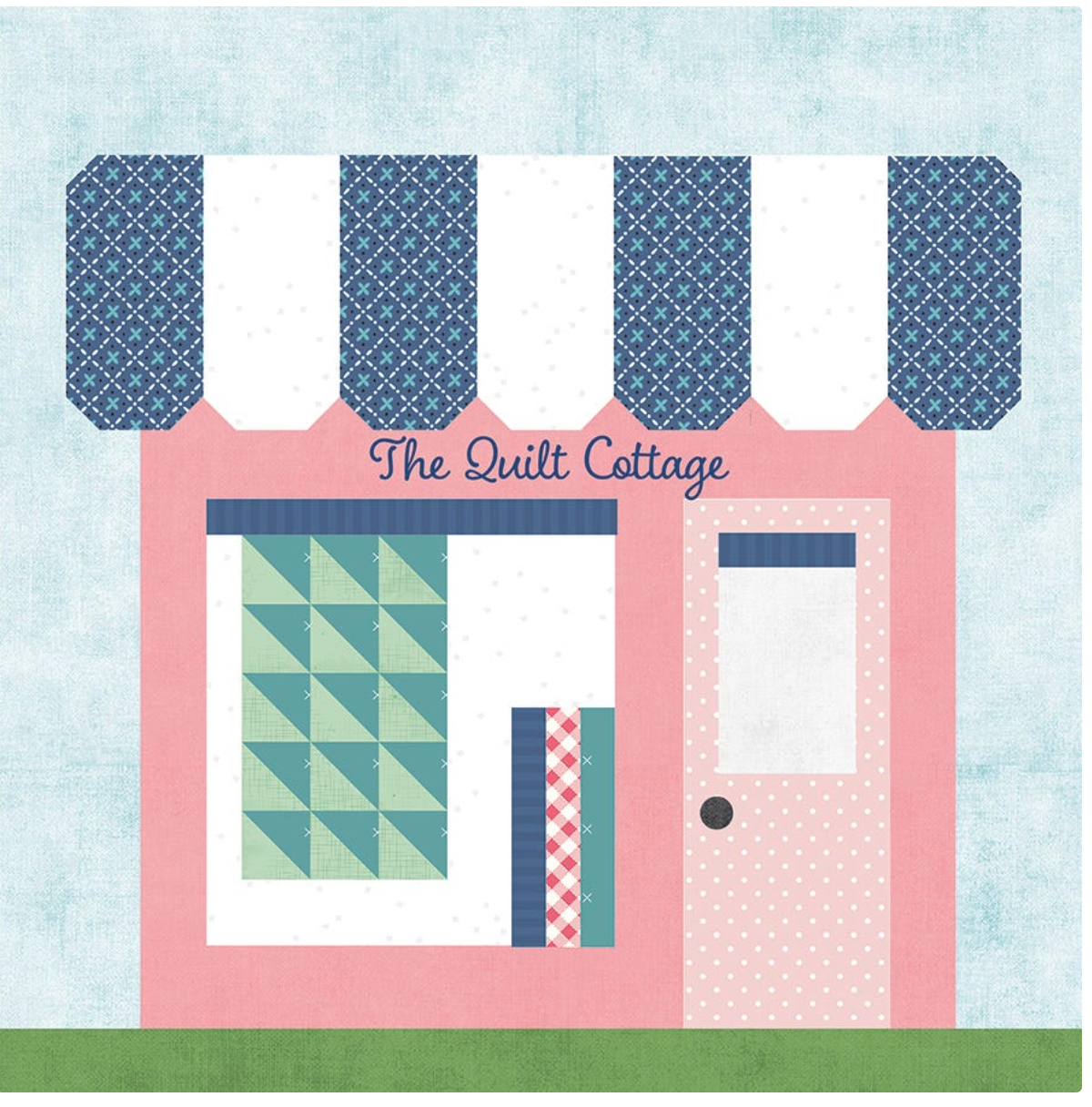 Our Town Kit of the Month March the Quilt Shop, 16x16" pattern, fabric for quilt block
