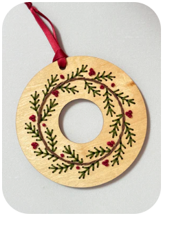 Pine Wreath Ornaments Embroidery Kit
