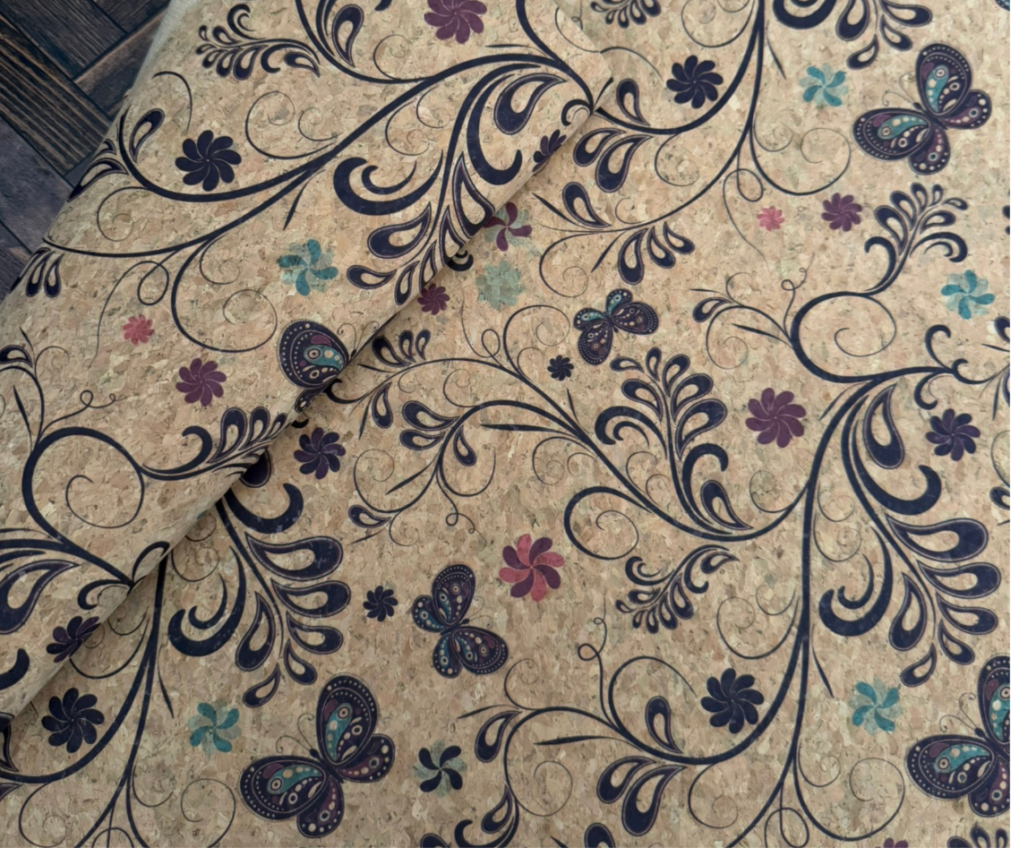Cork Fabric in Butterfly Garden-18x27"