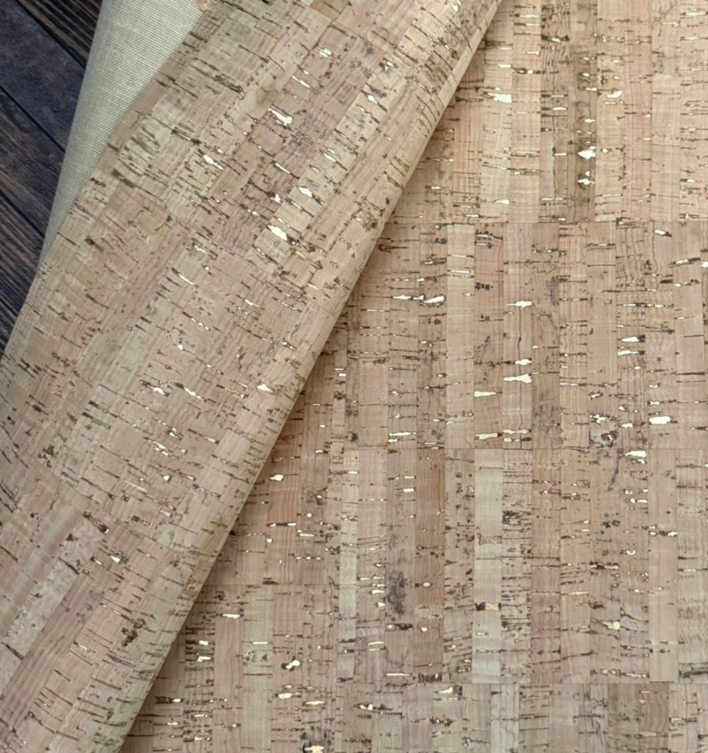 Cork Fabric in Natural with Gold-18x27"