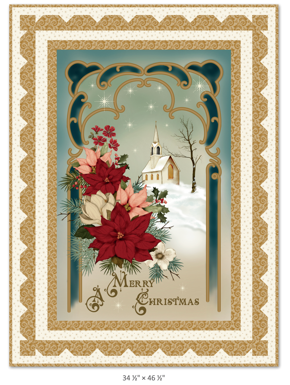 Christmas Greeting Panel Quilt-top and Binding 34.5x46.5