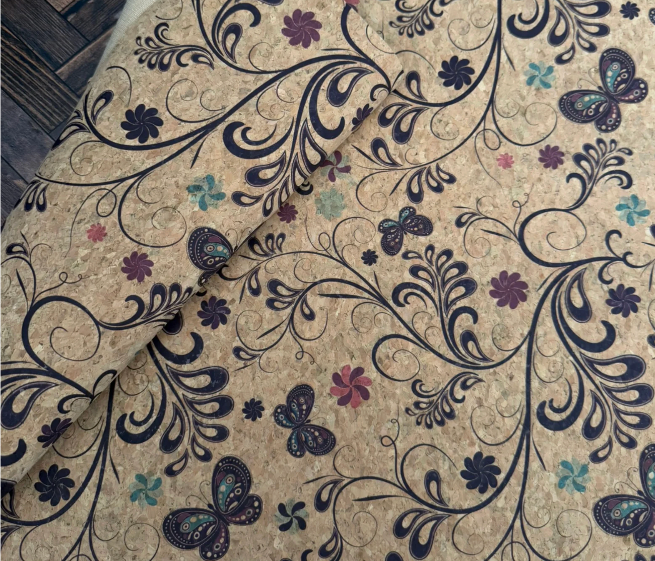 Cork Fabric in Butterfly Garden-18x54"