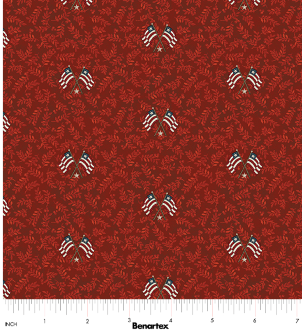 American Valor-Flags and Leaves Red