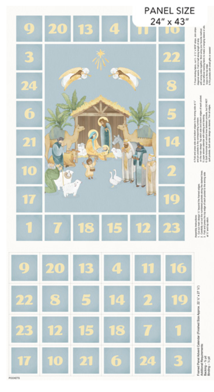 The Nativity-Blue Multi Advent Calendar-approx 24x43"