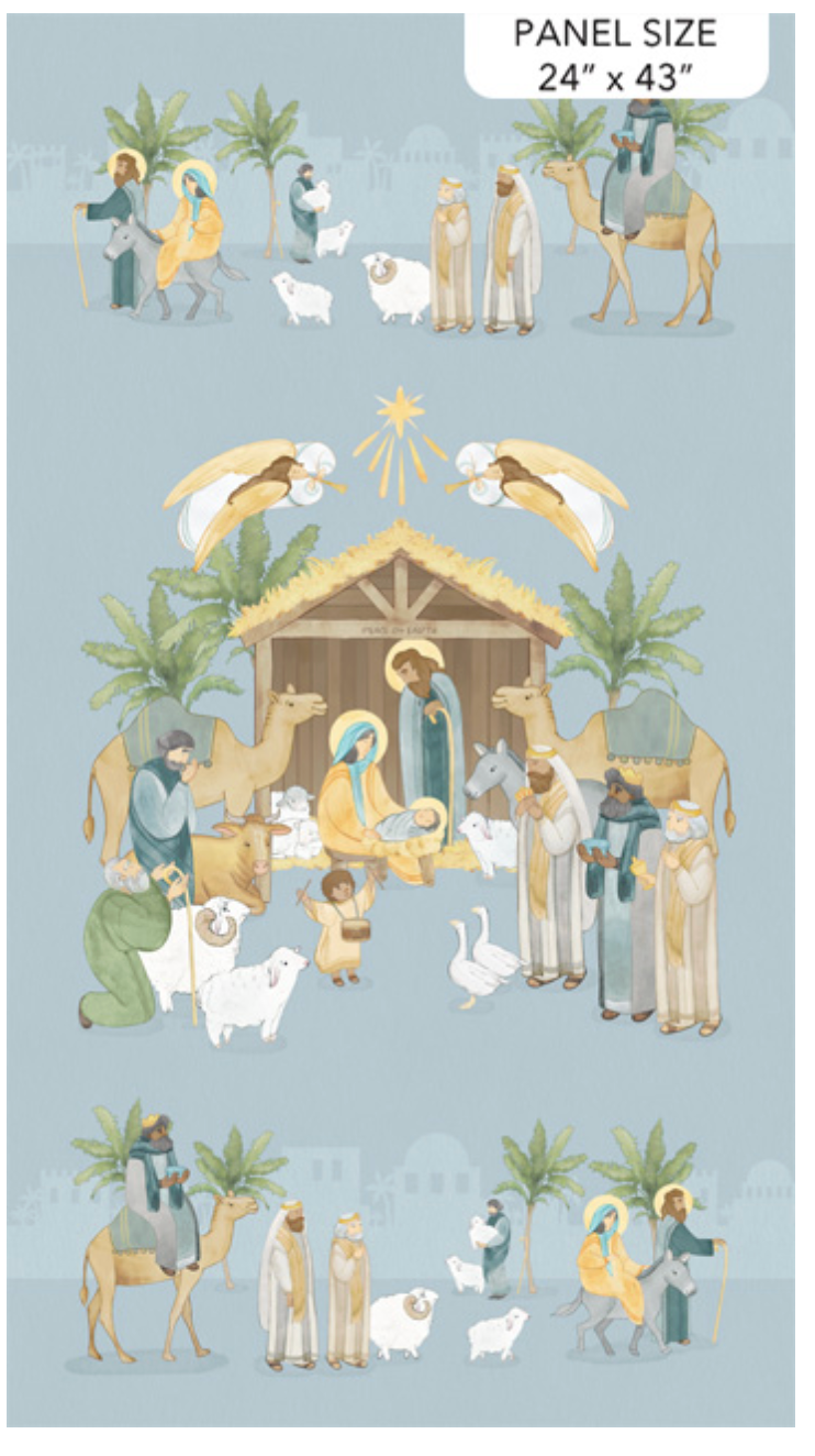 The Nativity-Blue Multi Nativity Panel approx 24x42"