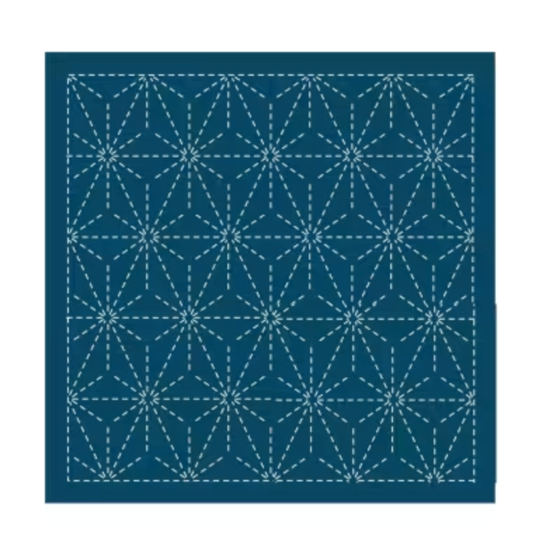 Sashiko sampler Traditional Design Asa-no-ha Navy
