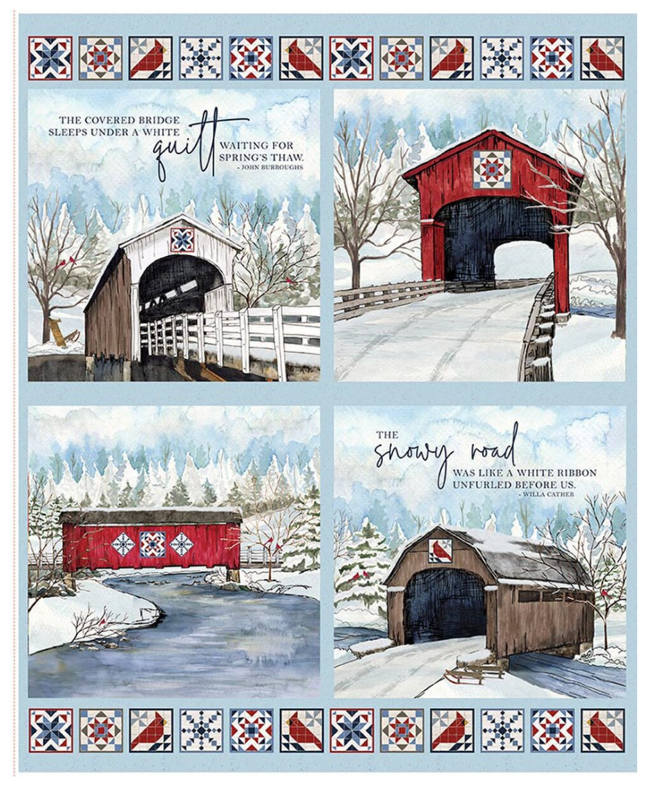Covered Bridges in Winter-Pillow Panel