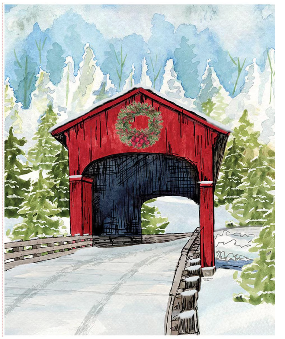 Covered Bridges in Winter-Bridge Panel-approx 36x44