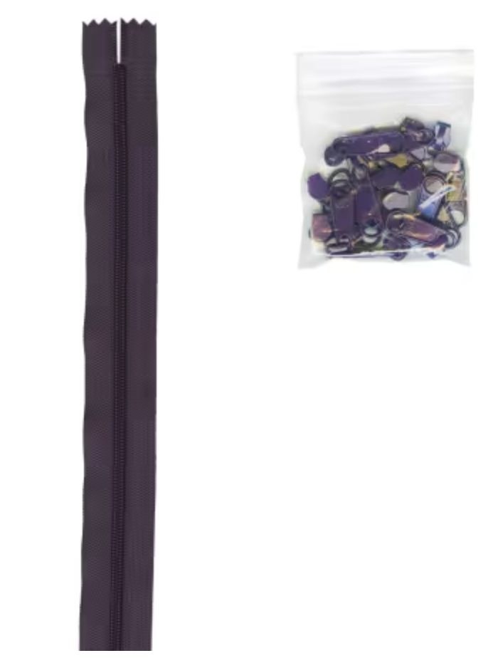 4 yards of 16mm #4.5 Zipper Chain and 16 Ex-Large Eggplant