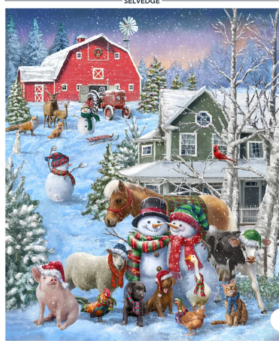 Winter Wonder-Snow Friends, Icy Blue Panel-Approx 36x44"