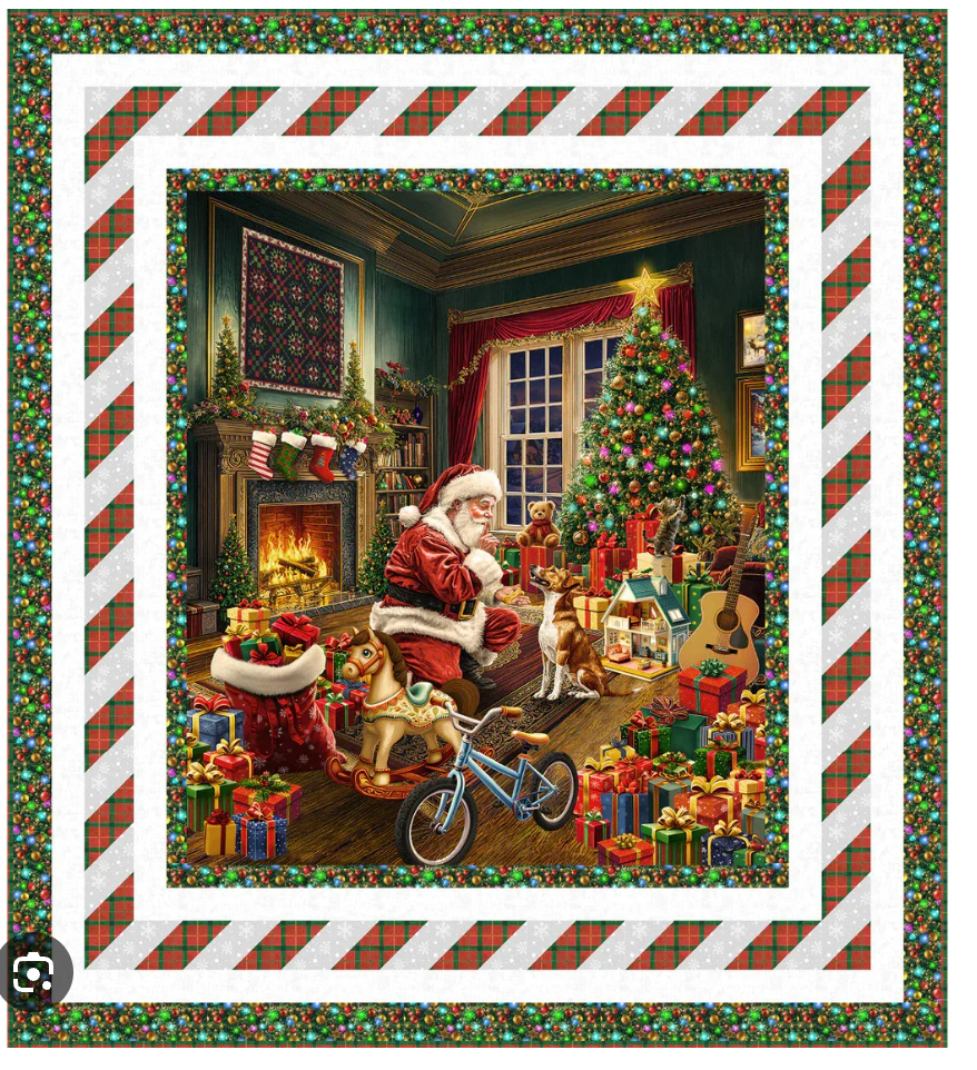 Fireside with Santa Kit, Top and binding, 57x63