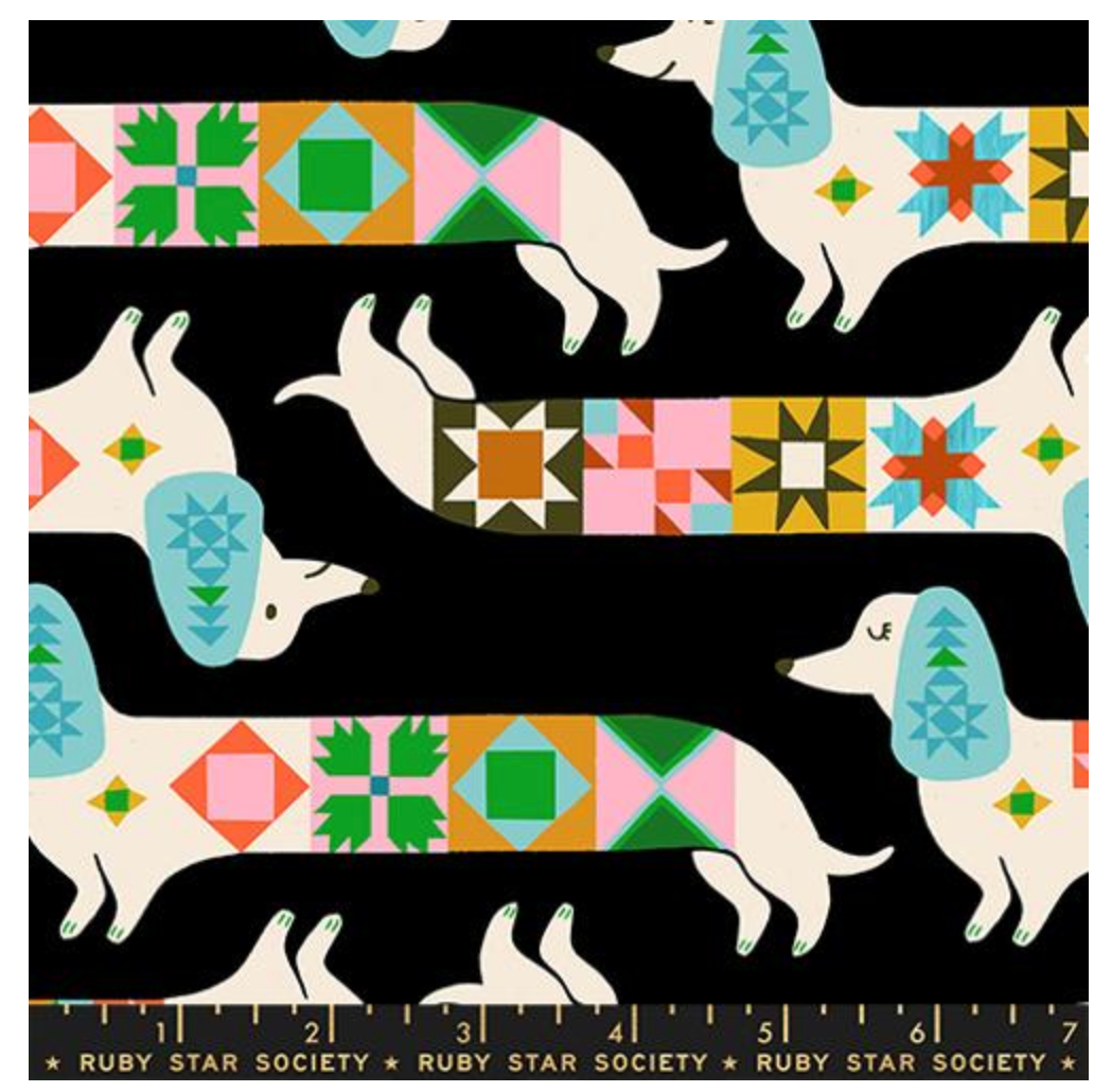 1 800 Notions-Quilty Dog Block- Vintage Retro-Black