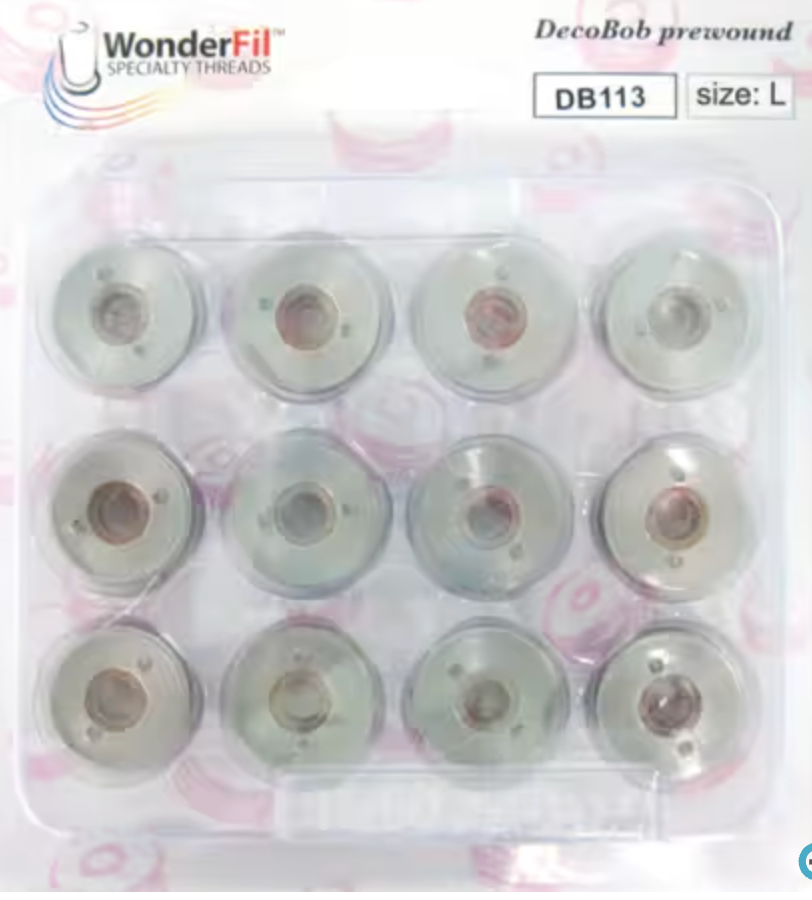 DecoBob Prewound Bobbins Size L 12ct Dove Grey