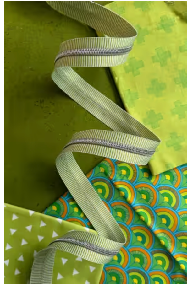 Lime Stripe Zipper Tape with Nickel Teeth