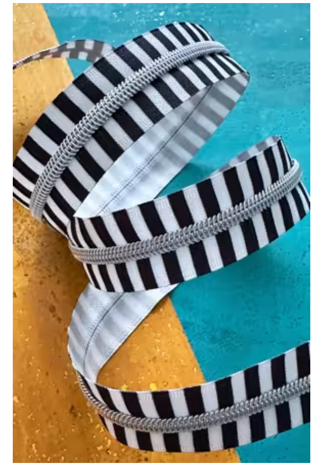 Wide Black Stripe Zipper Tape With Nickel Teeth