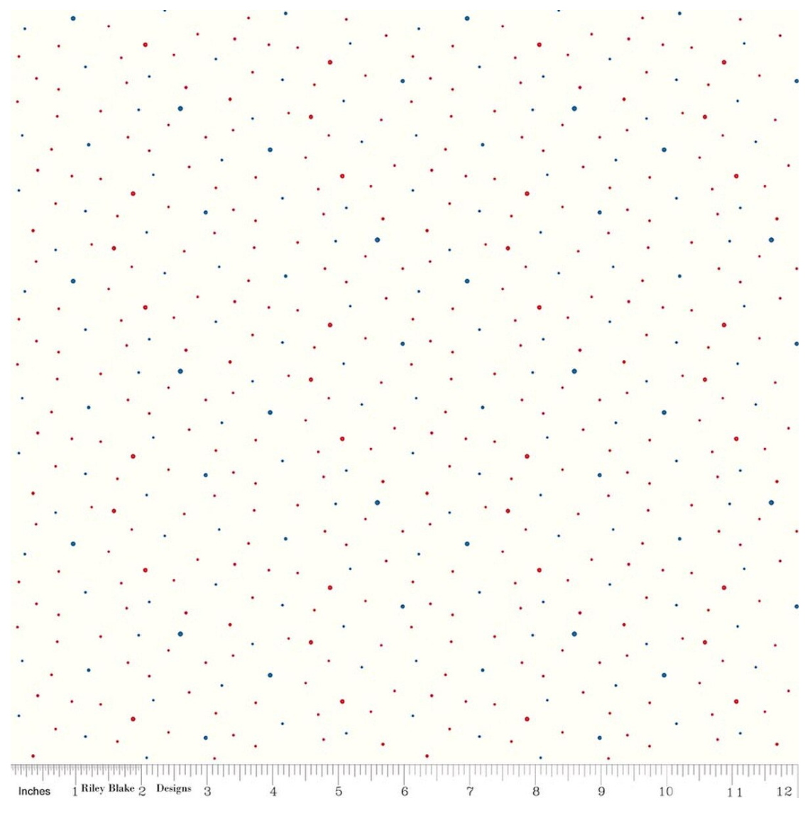 Dapple Dot on Off White Patriotic