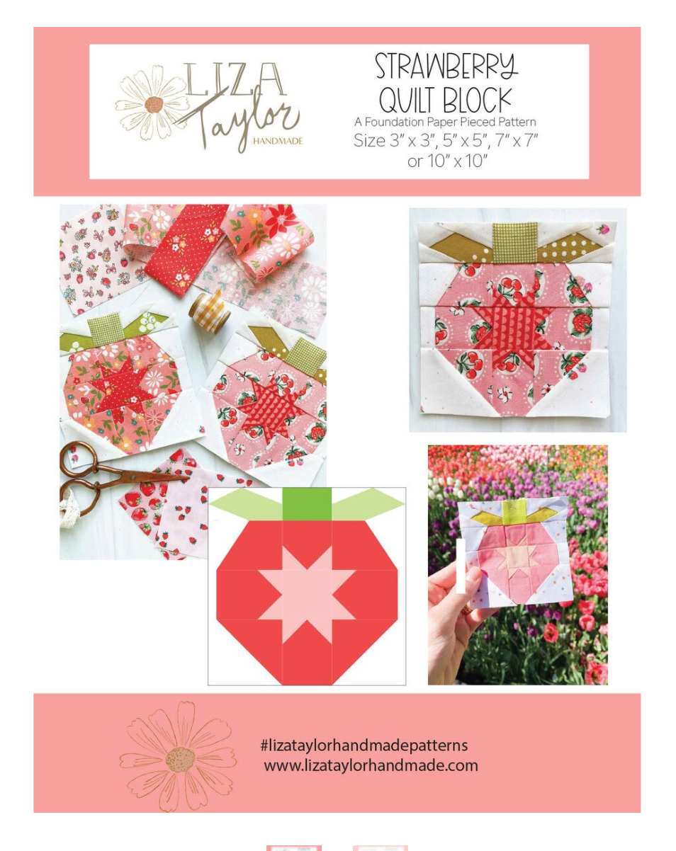 Handmade Strawberry quilt Block Pattern