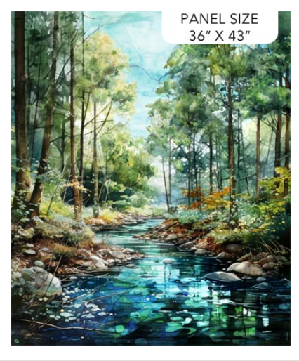 Serenity Springs-Green Multi Panel-36x43"