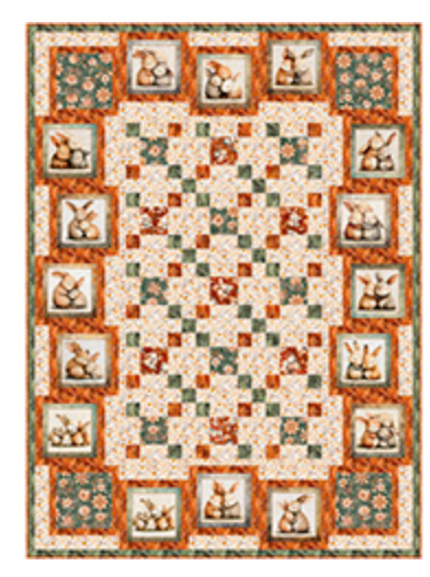Bunny Hopscotch Kit, 56x76, top & binding