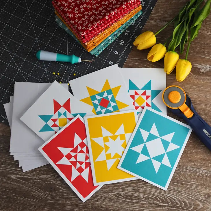 Quilt Star Solid Notecards Boxed-set of 6