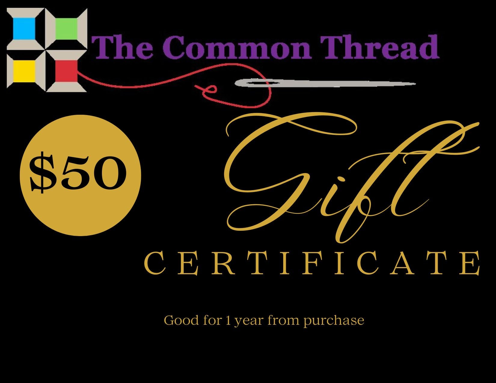 $50 GIFT CERTIFICATE FOR IN STORE USE ONLY