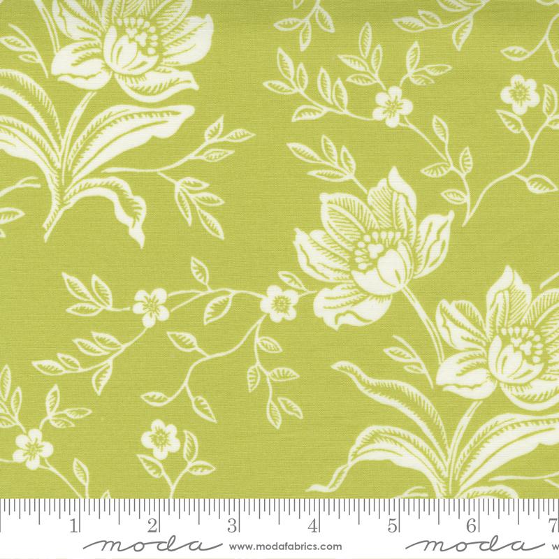WOODCUT FLORAL-GREEN 108" WIDE